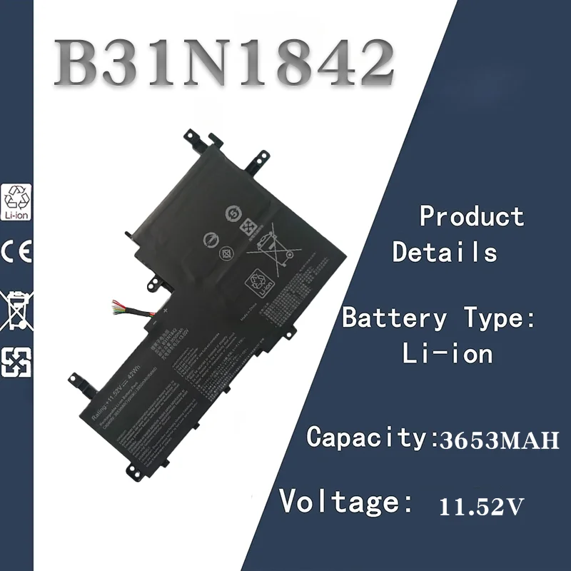 

Новый аккумулятор для ноутбука ASUS S5500F V5050E V5100E M5100U S531F | Совместим с B31N1842 | 11.52В 3653мАч | Высокое качество