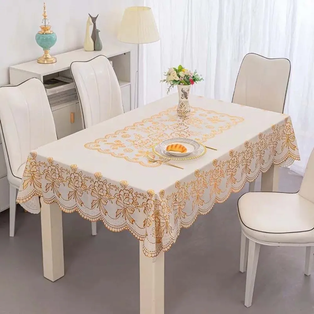 

Rectangular Gold-embossed Tablecloth Smooth Party Supply Table Cover Cloth Anti-Slip 135*180CM Desk Protection Cover Banquet