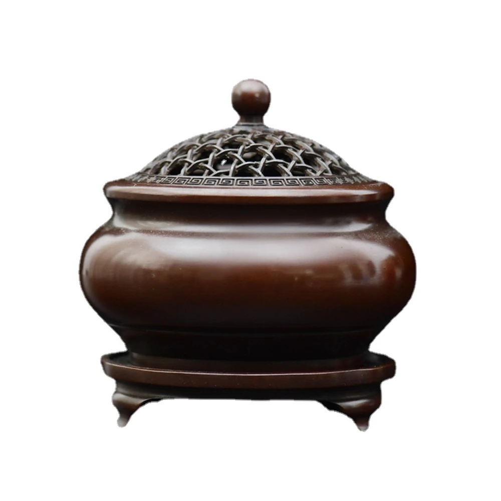 

Red Copper Incense Burner Domestic Sandalwood Pure Copper Incense Coil Burner Indoor Bedroom Xuande Tea Ceremony Incense Burner