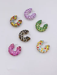 Stylish Resin Rhinestone Hoop Earrings for Women's Everyday Wear earrings for women