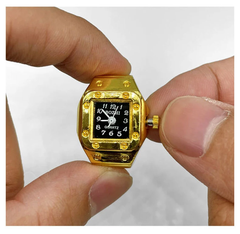Square Finger Quartz Watch Mini Small Elastic Band  Alloy Watches Female Rings Jewelry Clock Men Women Classic Quartz Watch Ring