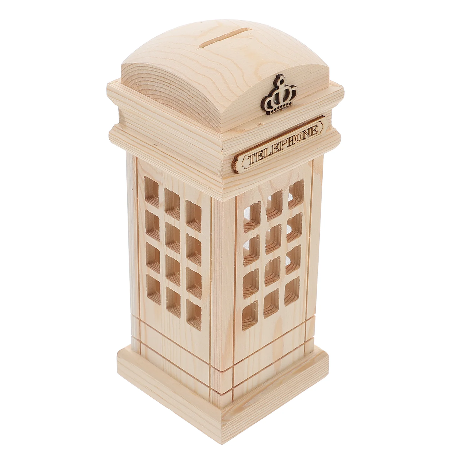 

Wooden Piggy Bank Coin Quarters Digital Money for Adults Savings Jar Telephone Lamp Pot Child Coins