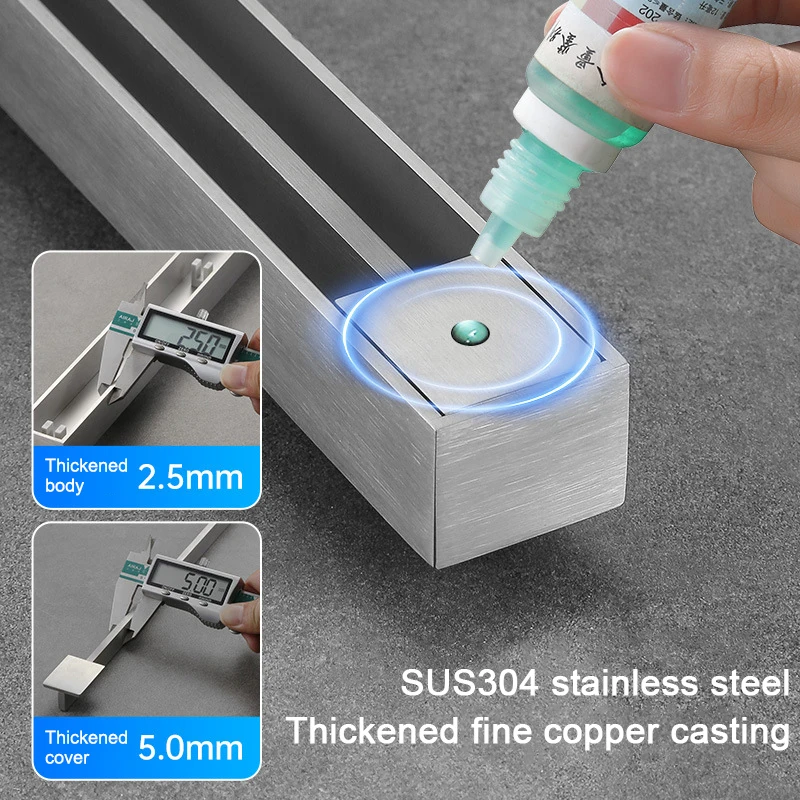 Imagem -03 - Longo Linear Piso Dreno Estreito Grosso Escovado Chuveiro Lateral Banheiro 3.2cm de Largura Aço Inoxidável