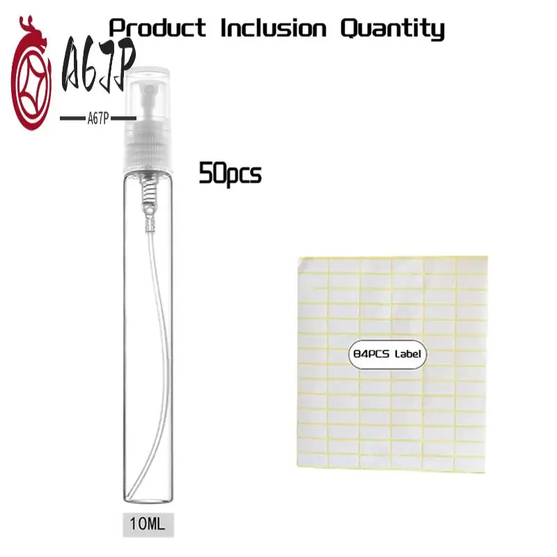 

A67P-50Pcs 10ML Spray Bottle Small Cosmetic Packing Atomizer Perfume Bottles Atomizing Spray Liquid Container For Travel
