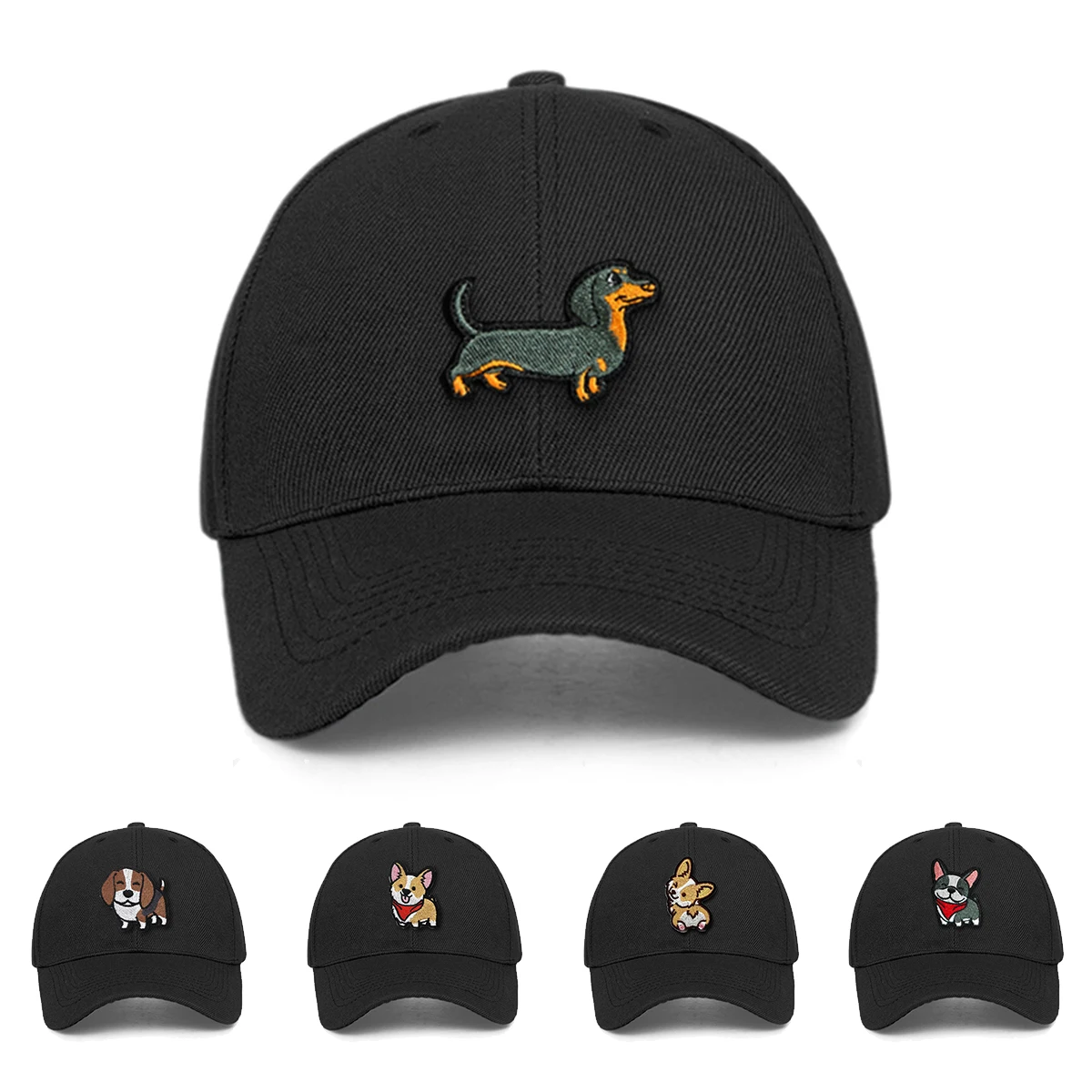 IL KEPS Women\'s Baseball Cap Cute Dog Embroidery Simple Fashion Women\'s Accessories Men\'s Cap For Female Snapback Kpop BQM476