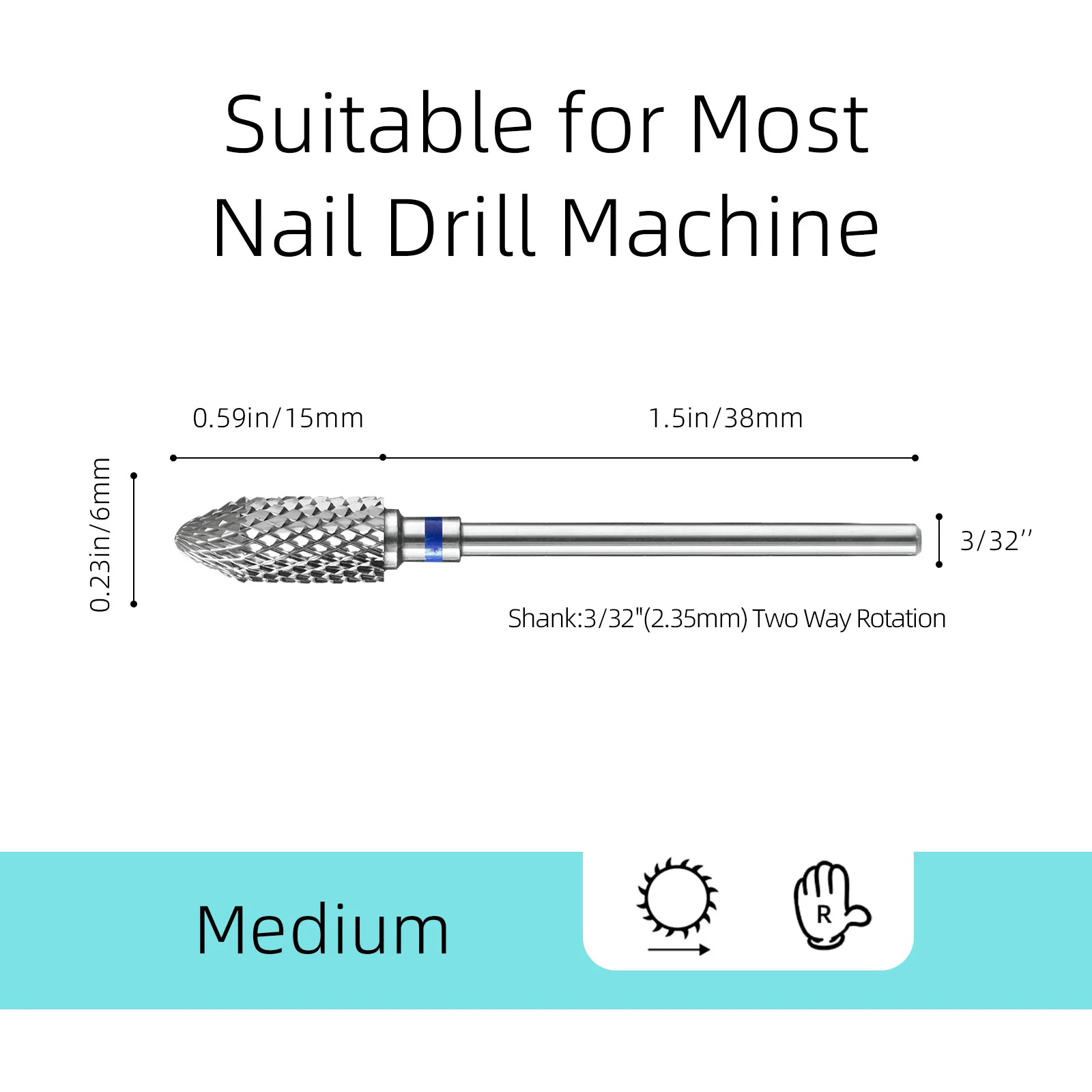 Punte per fresa per unghie HYTOOS Bullet Carbide Pro a forma di barilotto e cono, strumento per la rimozione di punte in acrilico e gel, accessori per manicure per fresa elettrica