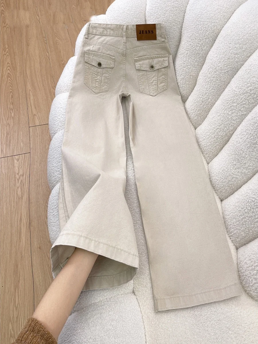 

Retro American Light Wash Wide Leg Jeans Women's Loose Fit Straight Cut Long Pants Summer New Style Low Waist Slimming Trousers