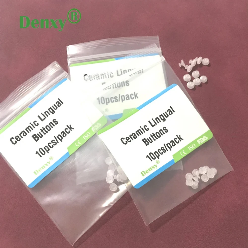 Denxy 10/20/30pcs High Quality Ortho Ceramic Lingual Button Invisible Orthodontic Lingual Button Ortho Bracket Dental Materials