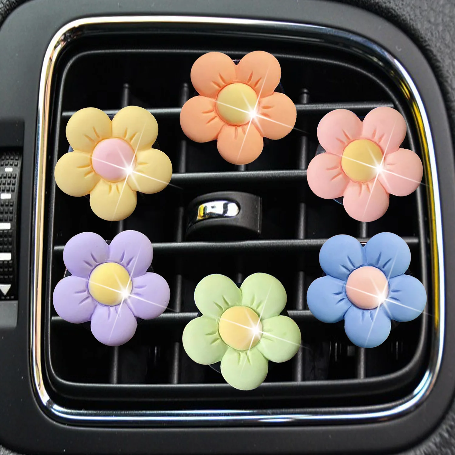 Car Decorations Accessories Cute Candy Color Flowers Car Air Conditioner Air Vent Small Flowers Personalized Interior Decoration