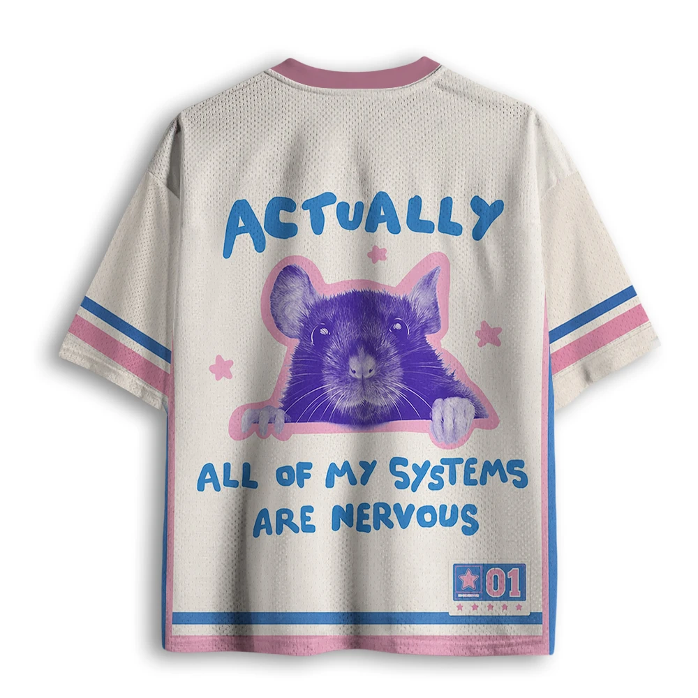 Amerikanisches Dopamine Purple Mouse 3D-gedrucktes Mesh-Trikot für Kinder, Herren und Damen, locker sitzend, atmungsaktiv, kurzärmelig – Detail 4