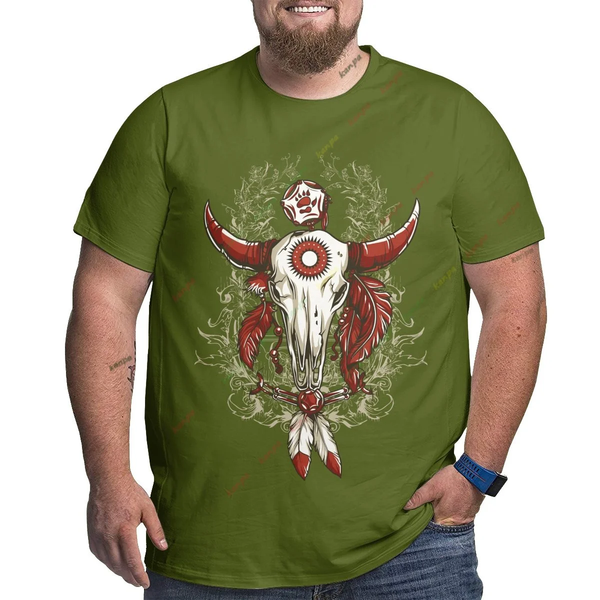 

Demon SheepPrinting Pattern Men's T-shirt Summer Short-sleeved Oversized Streetwear Tees Casual Men's Tops 6XL