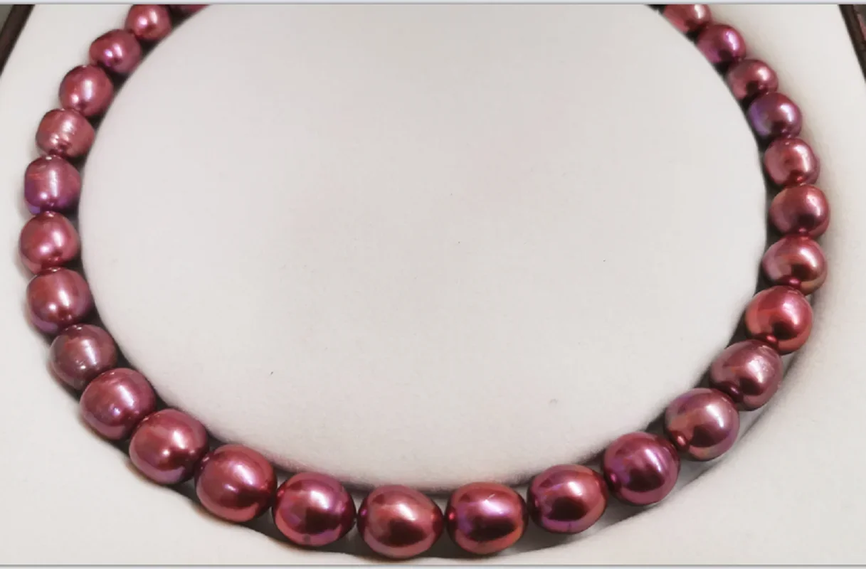 

Huge 18"11x14mm Sea Genuine Chocolate Red Purple Pearl Necklace Women Jewelry Pendant Sterling Silver 925