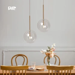 Modern Glass Pendant Lights for Dining Room, Bedroom & Kitchen Island - Ceiling Hanging Lamps with Glass Shade, Bedside Chandeli
