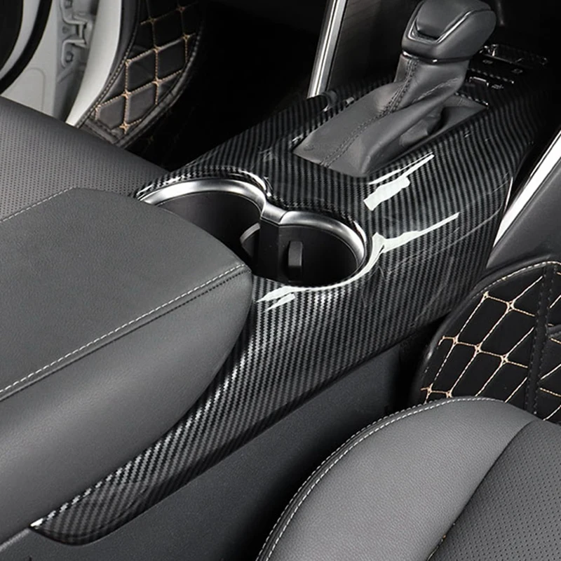 For Toyota Harrier Venza 2020-2022 Carbon Fiber Car Gear Shift Panel Cup Holder Cover Trim Decoration Accessories