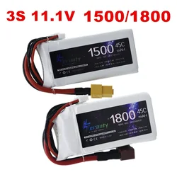 Batterie Lipo avec prise Deans T Count30 Count60, avion FPV, importateur, jouets télécommandés, 3S, 11.1V, 1500mAh, 1800mAh, 45C