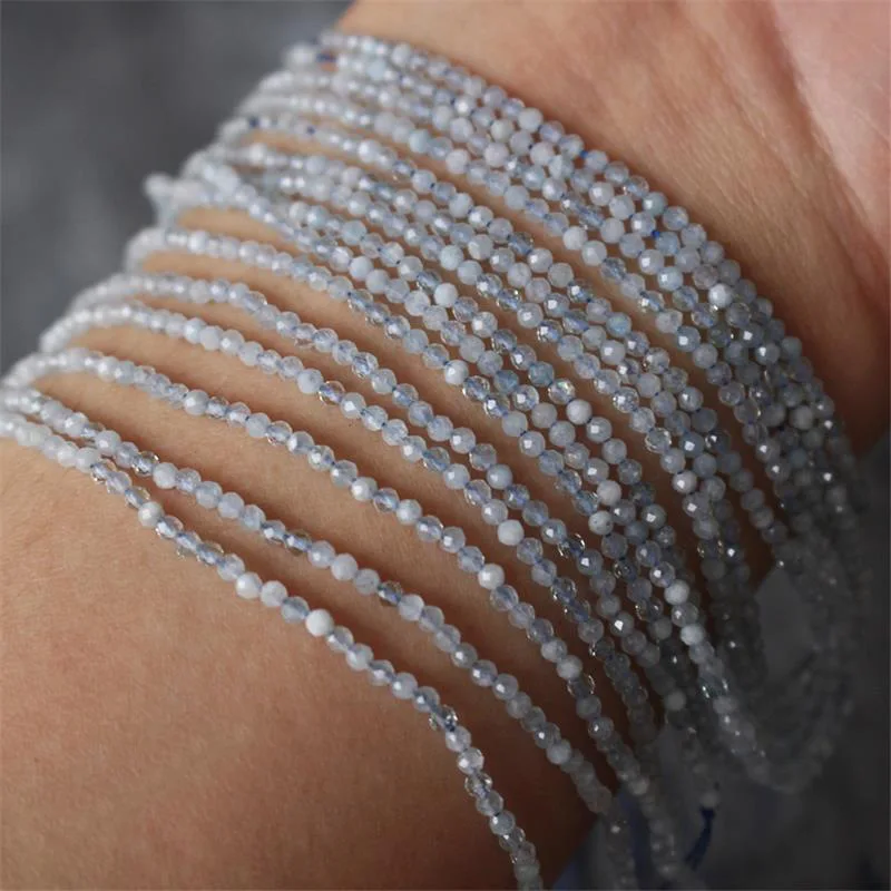 2 mm große Perlen aus natürlichem Stein, Amethyst, Tigerauge, Lapislazuli, eingelegt mit hellen Perlen, zur Schmuckherstellung, DIY-Halskette, Armband, Schmuck