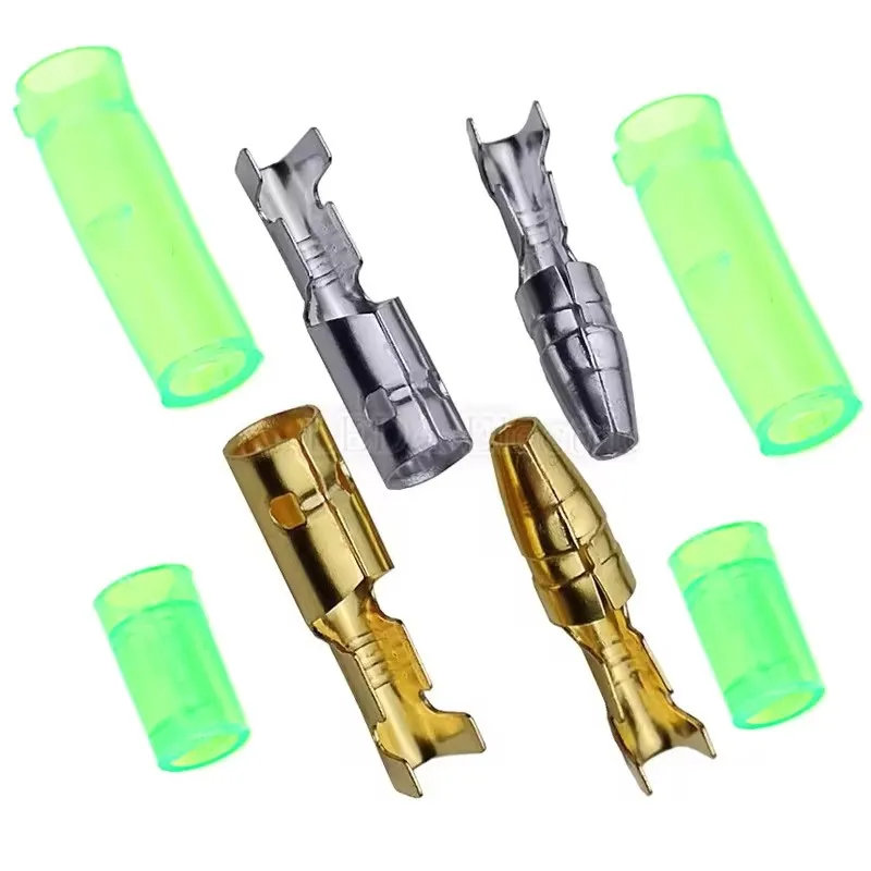 

100Pcs 4.0mm Female and Male Bullet Terminals Connector Gold Brass/Silver Wire Connector with Insulating Sleeves for Car