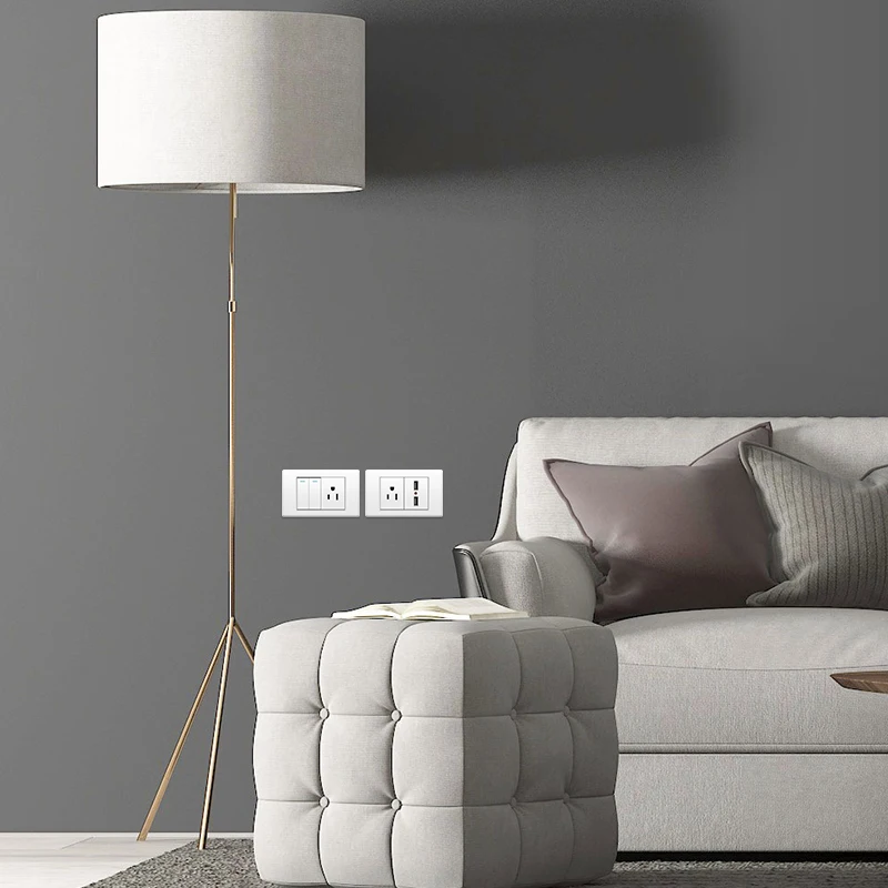 Brazil standard 20A Light Switch with Type-C USB Cable TV port module PC Panel Power Socket Button Home Switches