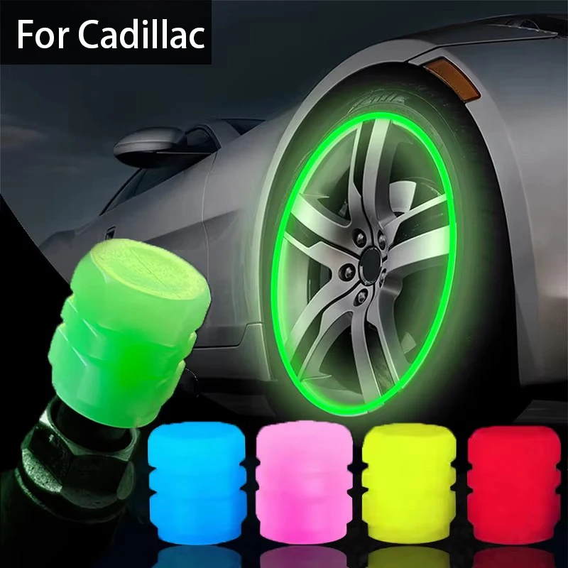 Luminous Valve Caps Car Tire Valves Cap Motorcycle Tyre Hub Cover Decor For Cadillac Escalade XT4 ATS XT5 CTS SRX XTS ELR BLS ST