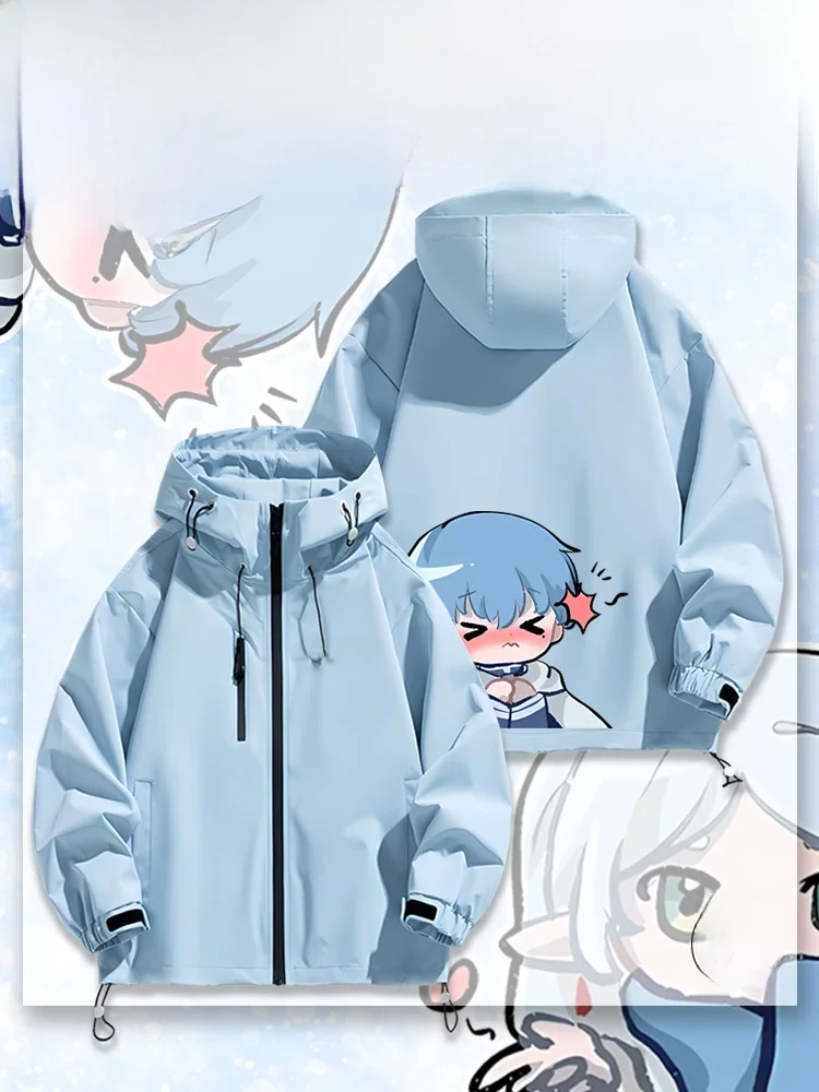 

ex Anime Themed Windbreaker Jaet Youthful Faionable Waterproof Polyester Long Sve Zipper Closure Hooded Coat