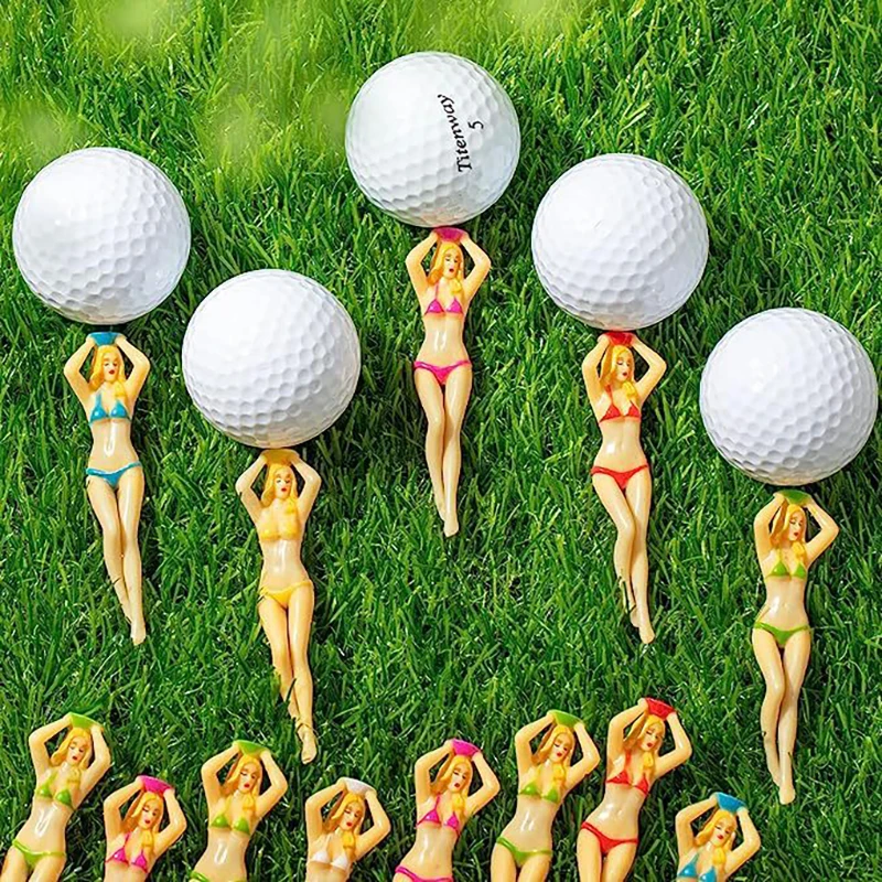 1 pçs/6 pçs camisetas de golfe de plástico sexy biquíni senhora modelo suporte de bola de golfe prática treinamento t acessórios de golfe