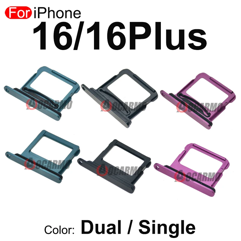 For Apple iPhone 16 / 16 Plus Dual And Single SIM Card Slot Tray Holder Black Pink Green White Green Replacement Parts