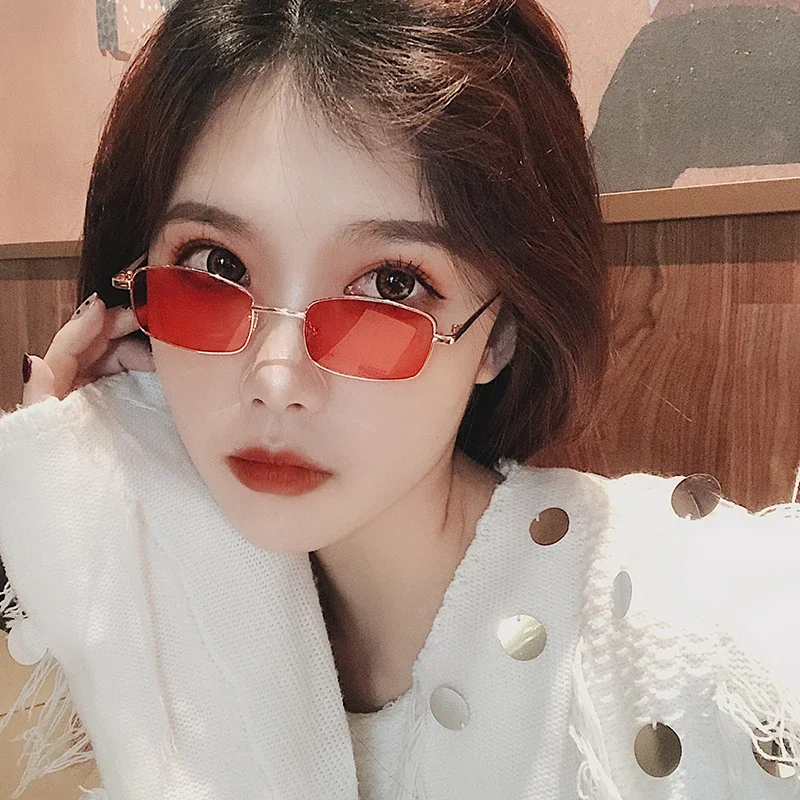 Retro Quadrat Sonnenbrille Candy Farbe Vintege Metall Katze UV400 Weibliche Sommer Straße Brillen für Frauen Korea Stil Gafas De Sol – Detail 9