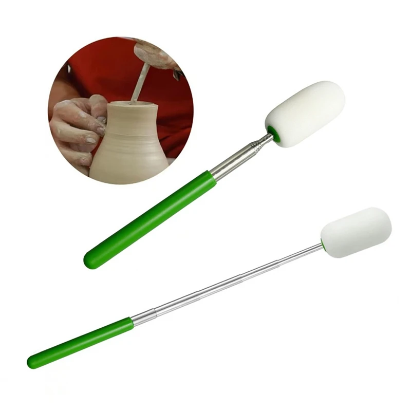 BEAU-2Pieces Telescoping Sponge On Stick Pottery Sculpture Sponge Holder Ceramic Throwing Stick Pottery Trimming Tools