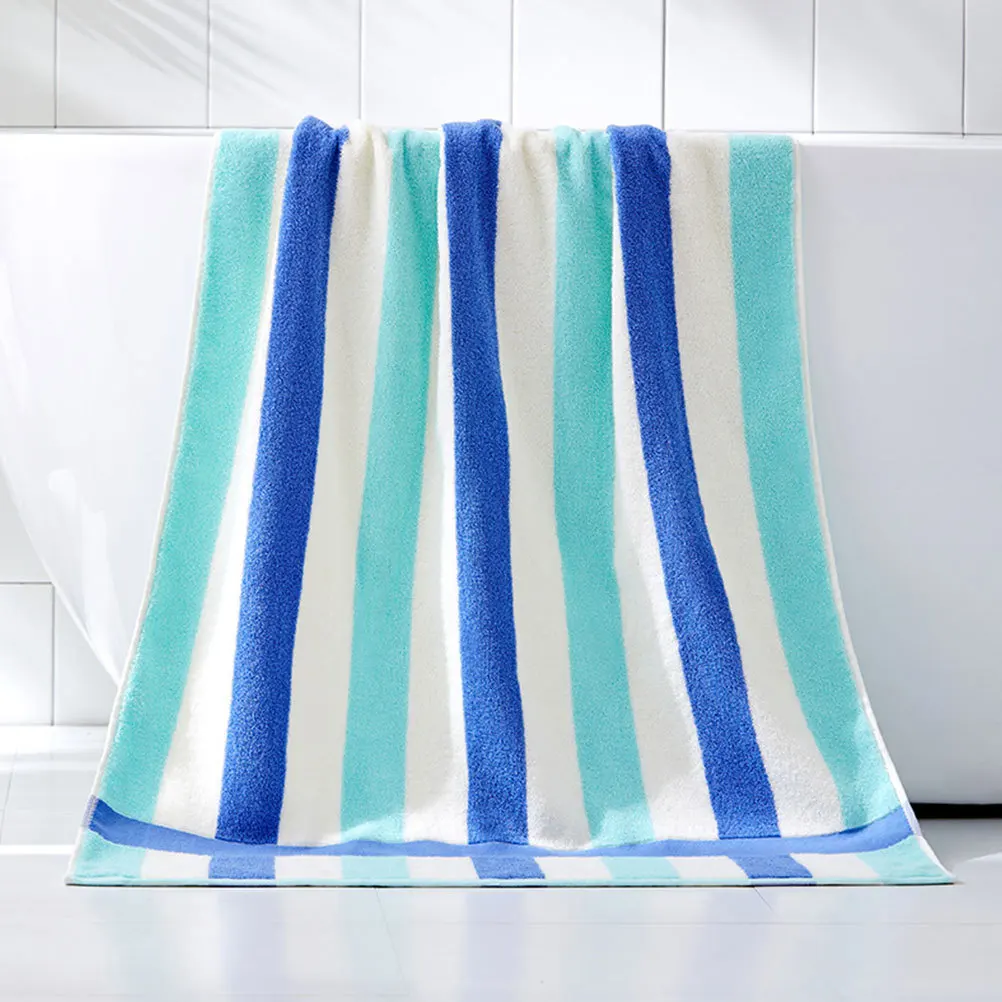 

Pure Cotton Colorful Striped Bath Towels Soft Large Size Quick Dry Portable Bathroom Towel Set for Beach Use Household