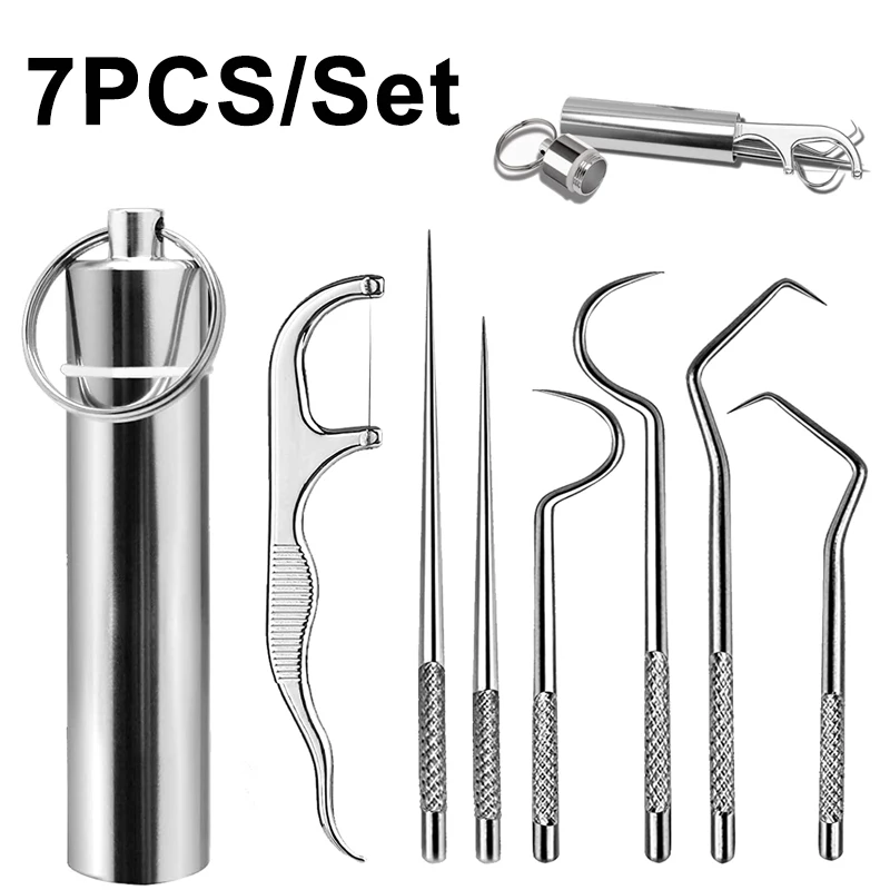 Metal Toothpicks Set Reusable Dental Floss Tooth Cleaning Interdental Brush Teeth Tartar ​Remover Tooth Pick Oral Hygiene Care