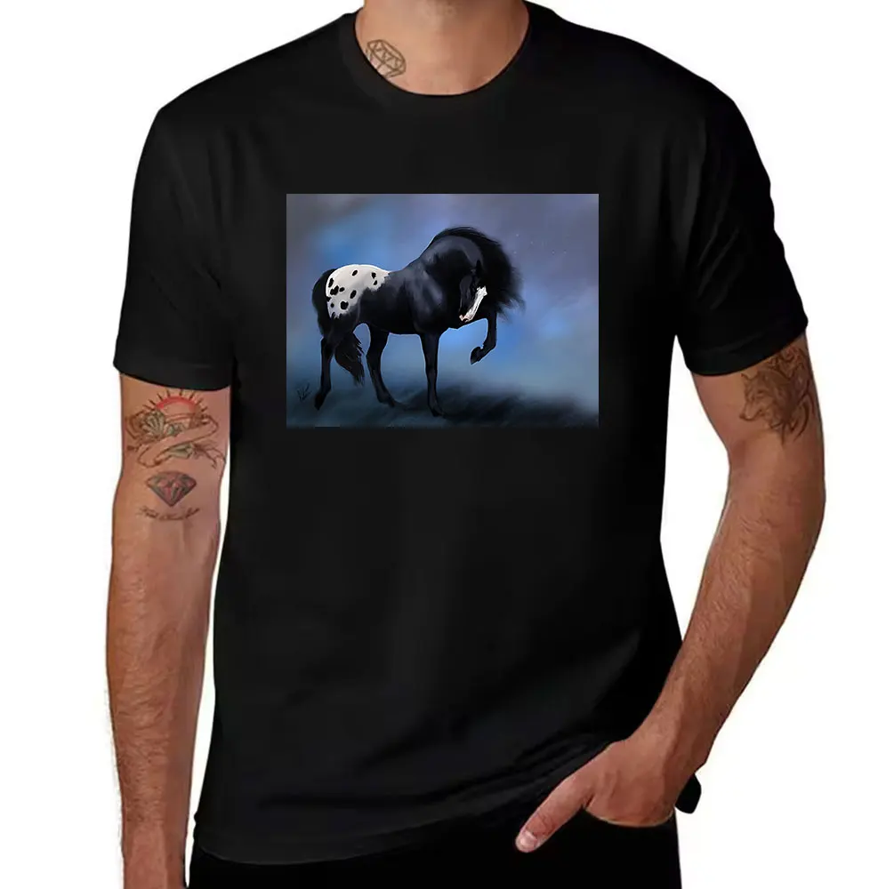 Men's Cotton T-Shirt, Stylish Appaloosa Horse Print, Casual Short Sleeve Tee for Horse Lovers, Breathable Daily Wear Top