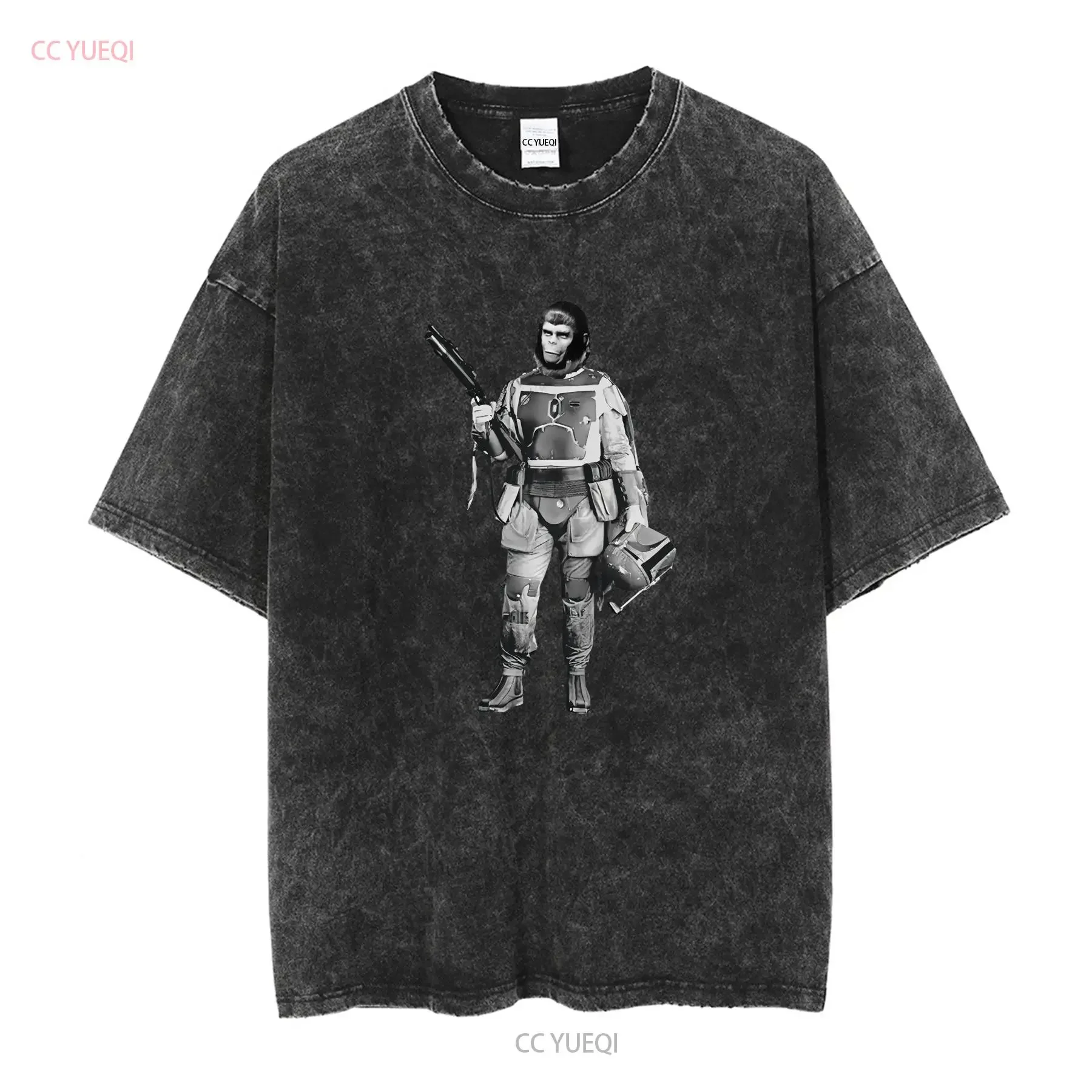 BOBA APE FETT T Shirt MASH UP Planet Mando Apes this is the way vintage Washed Soft homme Top For Everyday Wear Stylish Unisex - view 2