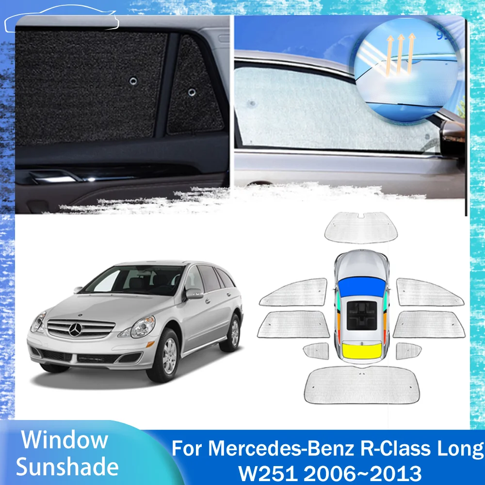 For Mercedes-Benz R-Class Long V251 2006~2013 Skylight Sunshade Side Window Windshield Sun Shade Protector Parasol Accessories