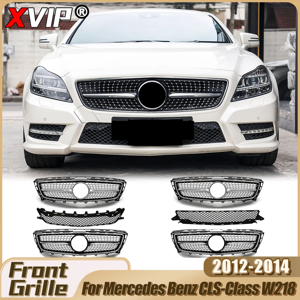 

XVIP For Mercedes Benz CLS-Class W218 CLS350 CLS500 CLS550 12-14 GTR Style Bumper Grille Diamonds Style Upper Grill Tuning Refit