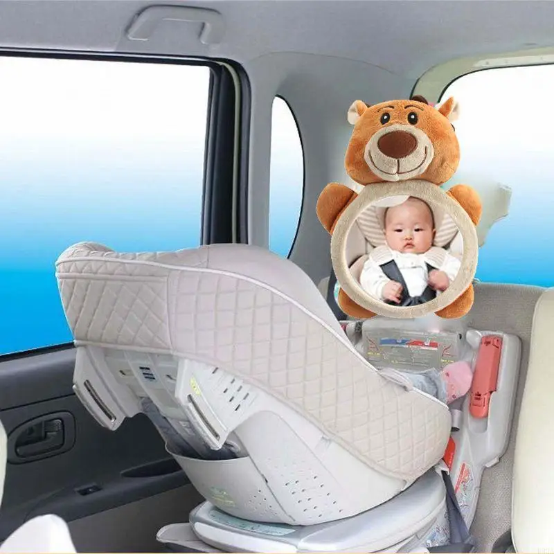 Baby Cartoon for  Mirror Mirror Rear Ward Safety Child Back Facing Inside View Cartoon Bear Design Adjustable