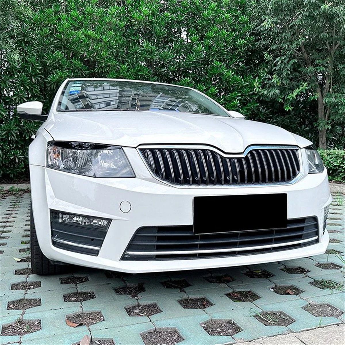 Крышка передней фары автомобиля, лампа для век, отделка бровей, ABS для Skoda Octavia MK3 2015-2017, глянцевый черный