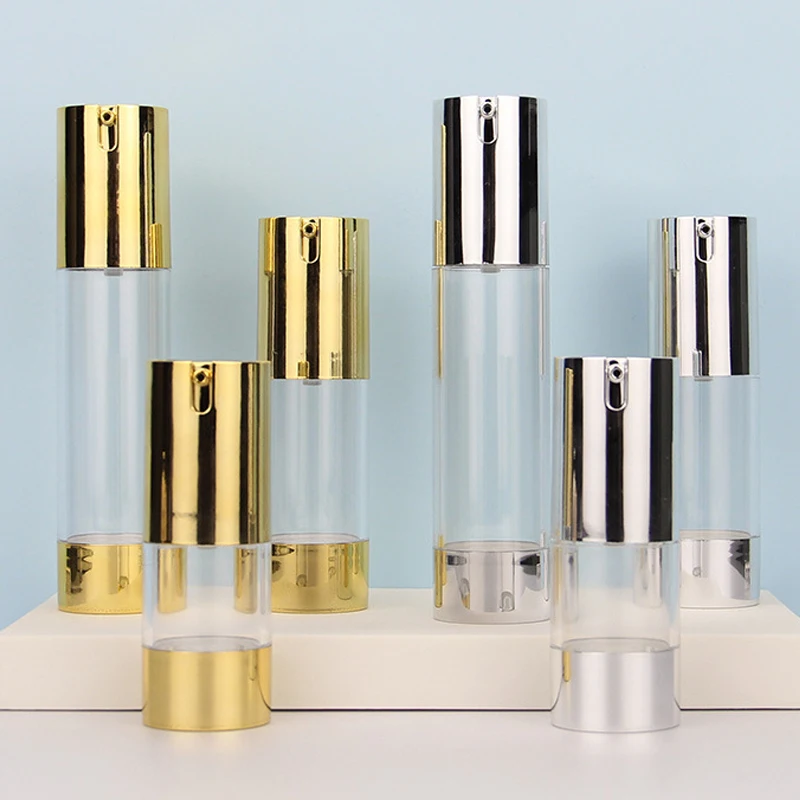 

15 мл, 30 мл, 50 мл U-образный пресс, вакуумные многоразовые бутылки, пустые контейнеры для эссенции лосьона, косметические контейнеры, пластиковая дорожная упаковочная бутылка