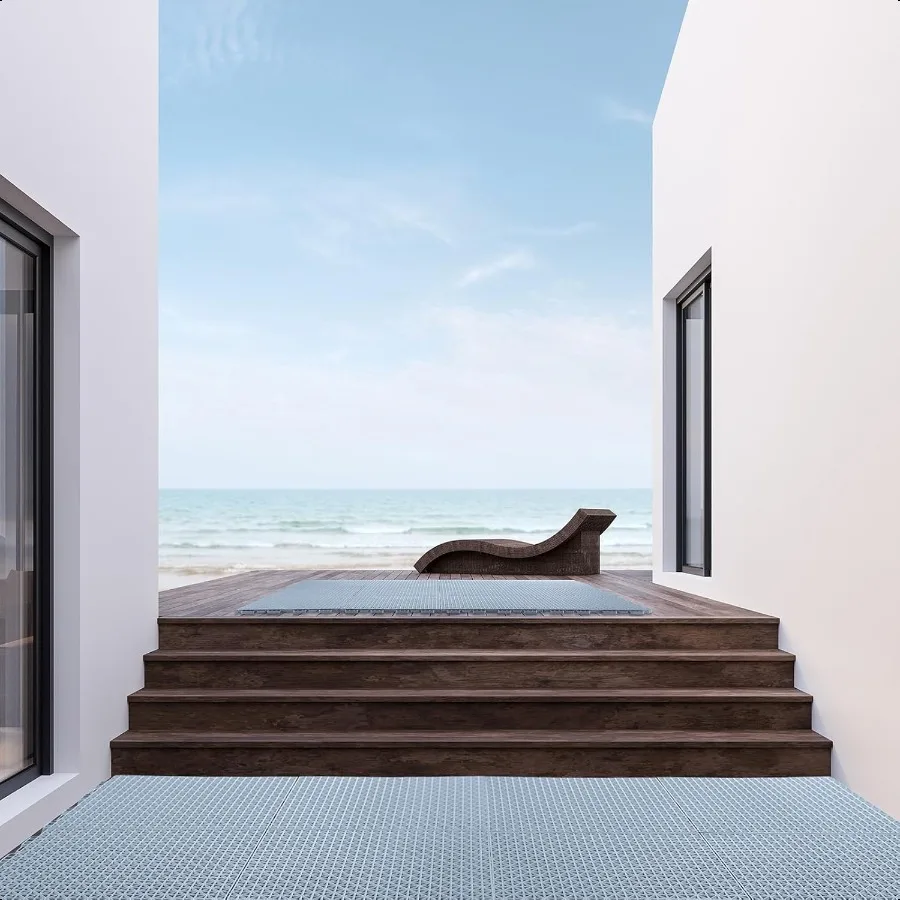 12팩 배수 매트 인터로킹 타일 10인치 x 10인치 고무 바닥 타일 고무 매트 미끄럼 방지 모듈형 인터로킹 쿠션 풀 매트