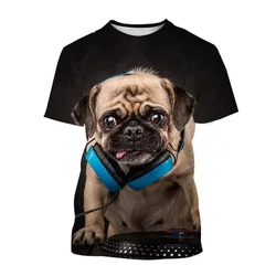 Cute Animal Pet Dog Tshirt For Men 3D Printed Funny Pug Graphic Tees Top Plus Size Short Sleeve T-shirt Homme Streetwear