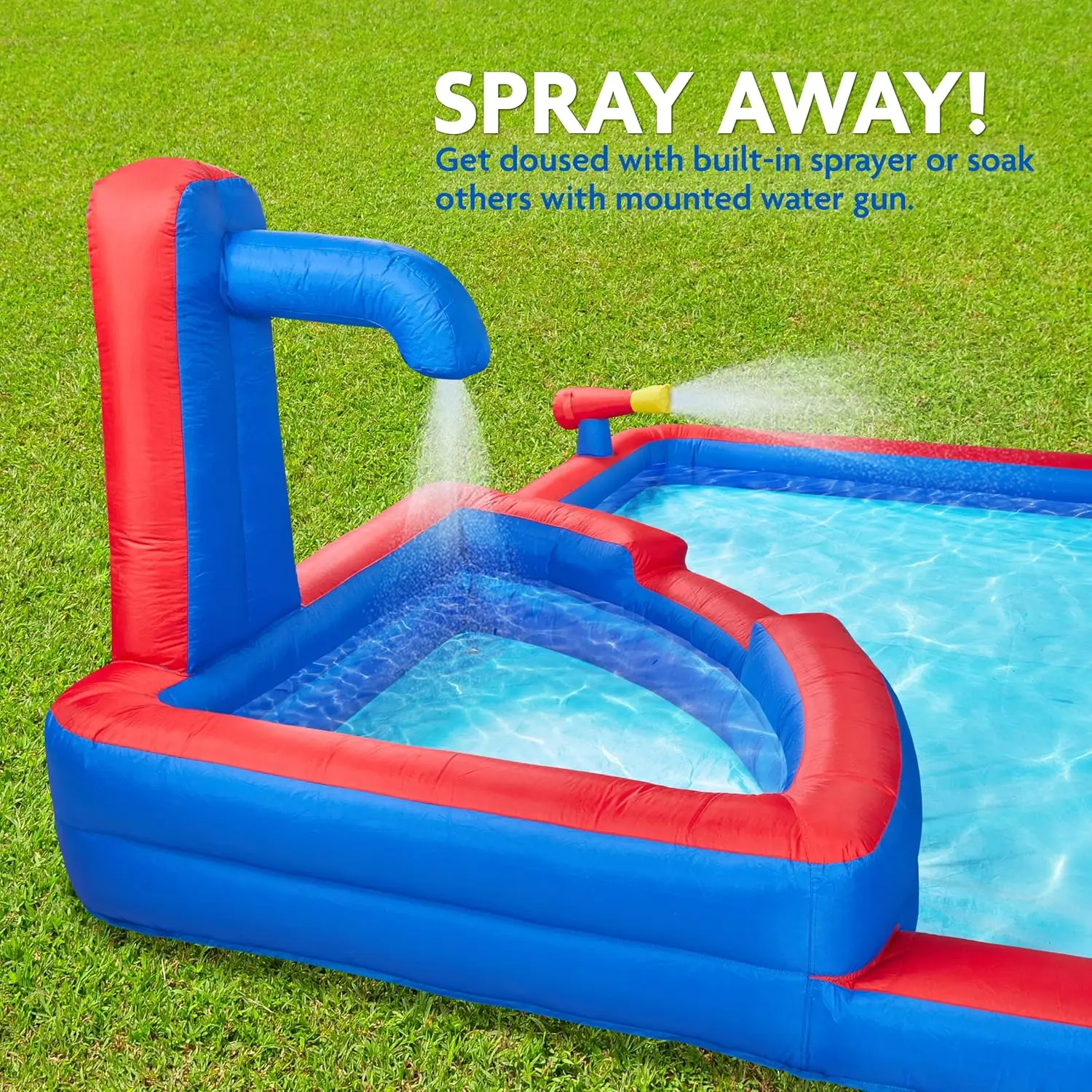 Heavy-Duty Inflatable Water Slide Park for Outdoor Fun – Includes Climbing Wall, Slide, Deep Pool, Air Pump & Carrying Case – Easy Setup and Inflation view 6