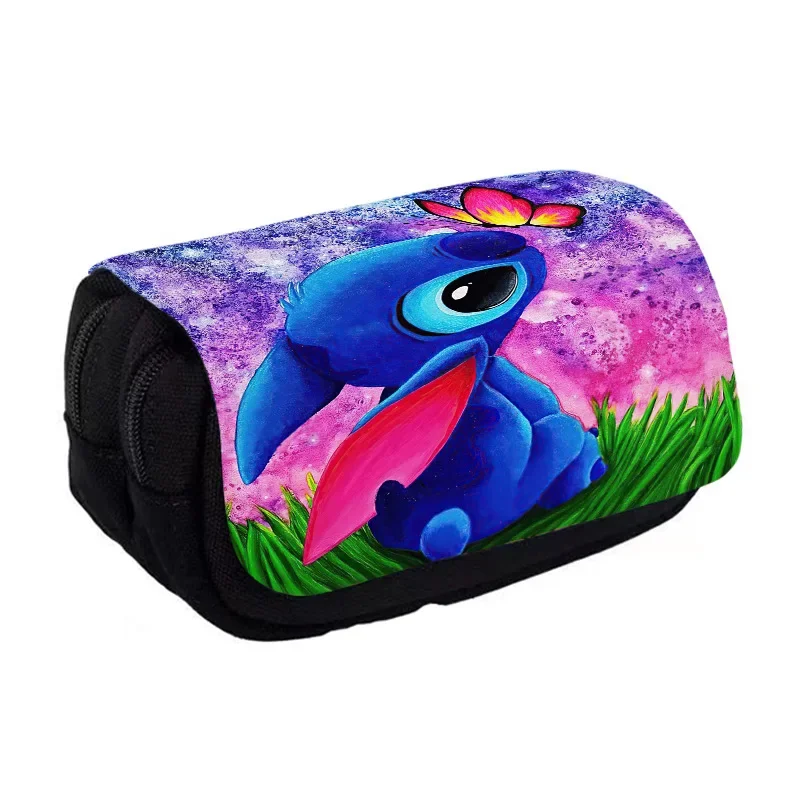 Disney Lilo Stitch Pencil Bag Cartoon Large Capacity Pencil Case Figure Children School Supplies Stationery Back To School Gifts