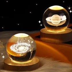 LED Night Light Galaxy Solar System Crystal Ball Children Night Lamp Bedroom Ambient Light Creative Gift Night Light Home Decor