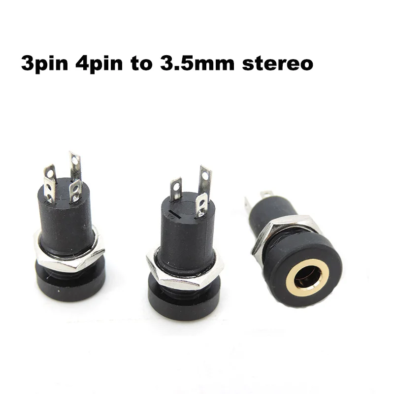 3.5MM 3/4Pin Audio Jack Socket Stereo 3 Pole 4 Pole Solder Panel Mount With Nut Connector Headphone Female Socket PJ-392A PJ392A