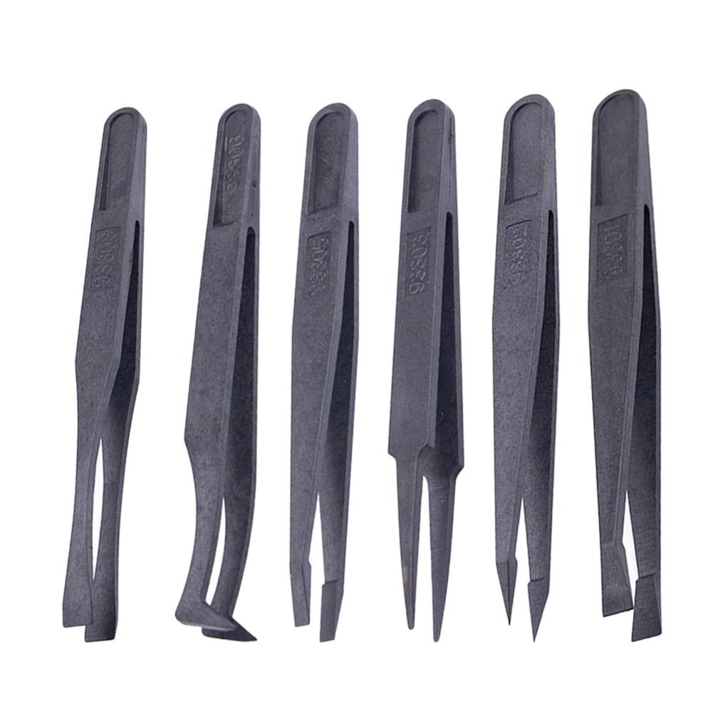 1pc Anti-Static Carbon Fiber Tweezers Precision Maintenance Industrial Repair Curved Tool Home Working Model Making Hand Tool