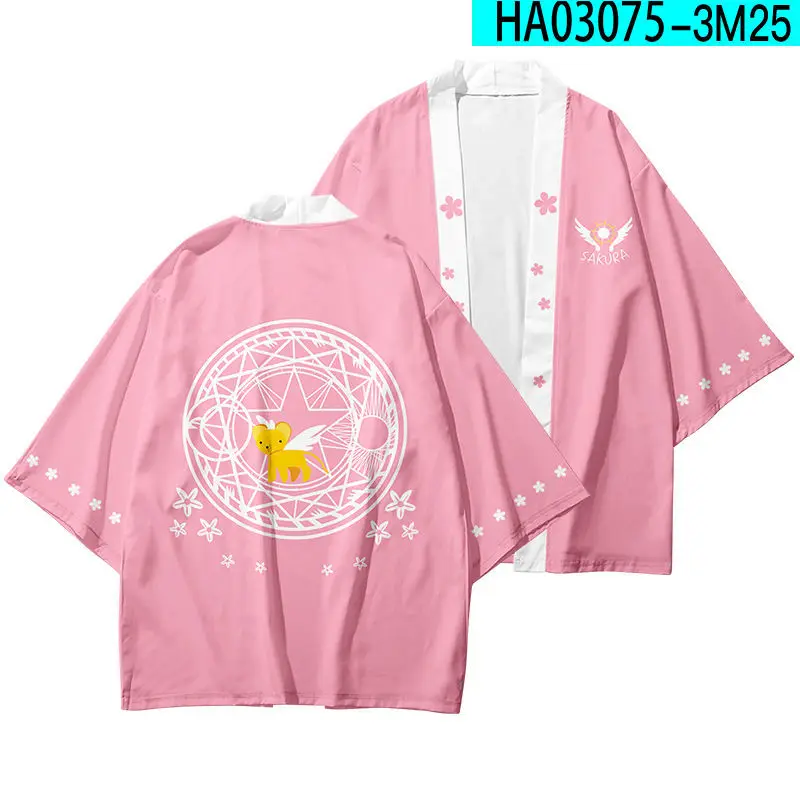 Anime Cardcaptor Sakura Kimono japonais pour hommes et femmes, Haori entreMiCosplay, chemises d'été à manches courtes, Streetwear, mode