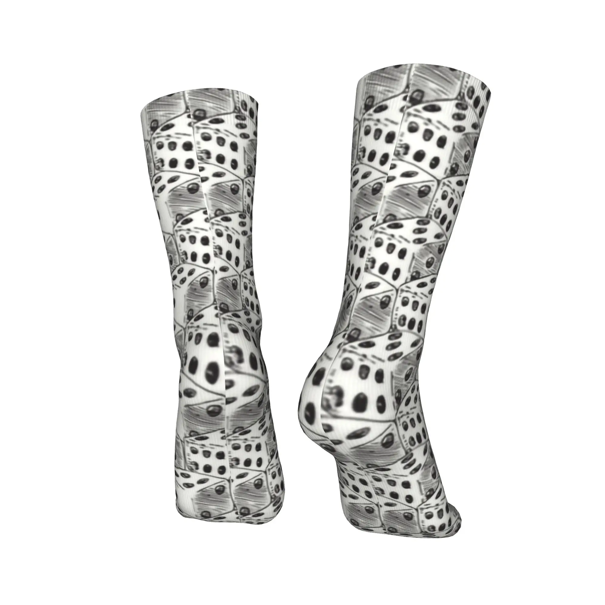 Cool Printing Dice Socks for Man Woman Stretch Summer Autumn Winter Gambling Game Crew Socks