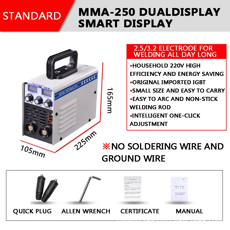 Dual Screen Display Mini Welding Machine Household 220V Portable Mma Handheld Welding Machine Inverter Variable Dc Arc Welding