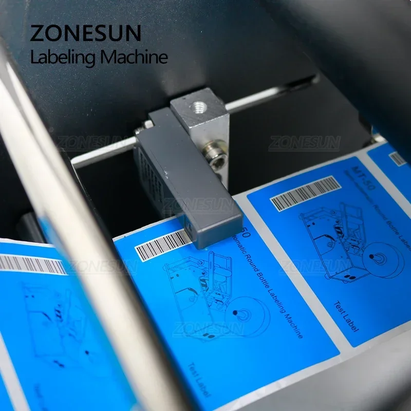 ZONESUN ZS-TB50SM Labeling Machine Semi Automatic Smart Electric Round Glass Plastic Bottle Jar Common Sticker Small Production