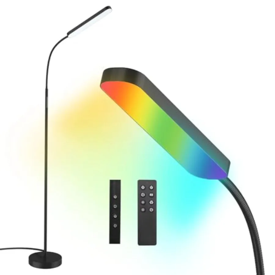 

Напольные светильники RGB с изменением цвета, диммером и ярким светодиодным освещением, с плавной регулировкой 3000K-6000K, умным пультом ДУ, современный дизайн
