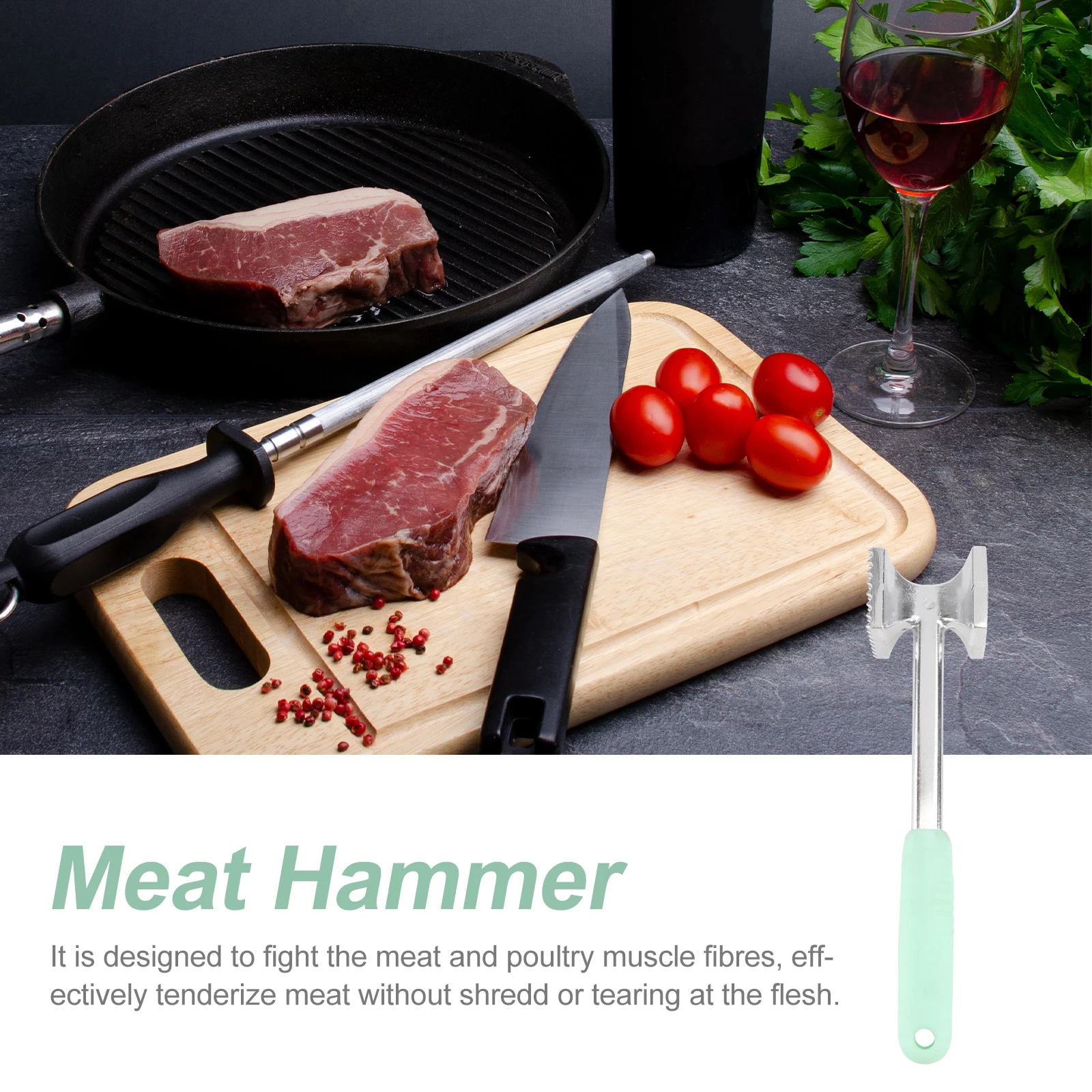 

Aluminum Alloy Meat Loosening Hammer Kitchen Tools Steak Tenderizer Square Beef Pounder Pork Mallet Easy Clean